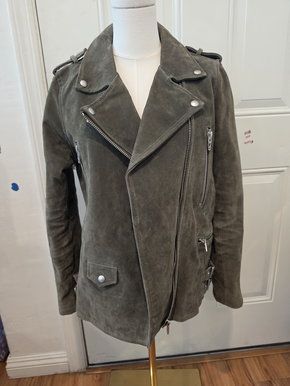 Blanknyc Suede Moto Jacket - Olive Green